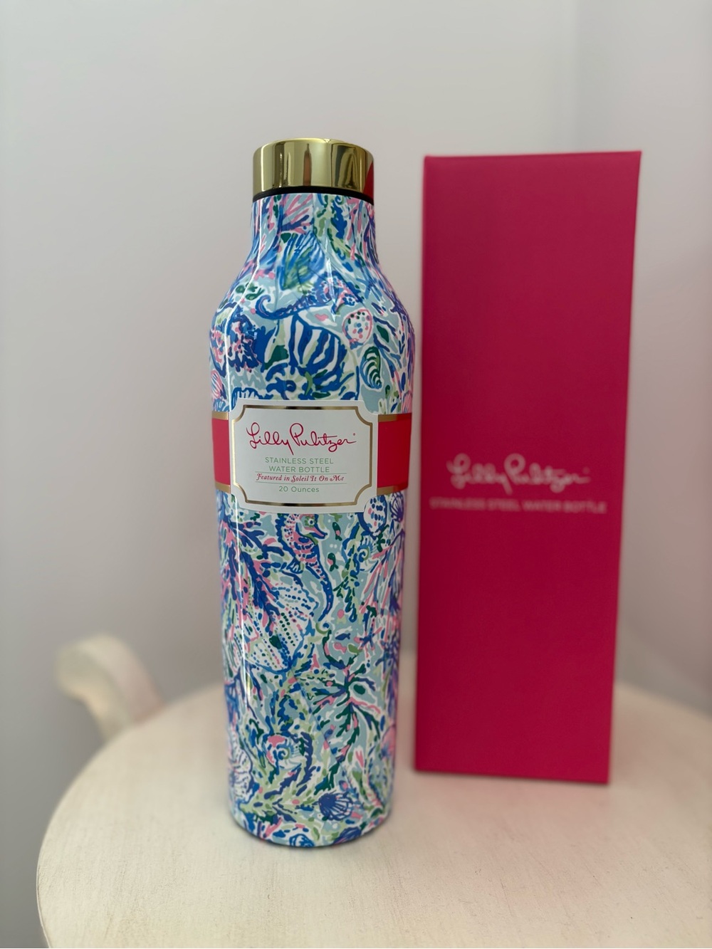 Lilly Pulitzer Blue, Pink, Green Sealife Stainless Steel Water Bottle Soleil NEW
